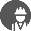Bauleiter & Projektleiter Icon einer Person mit Bauhelm – symbolisiert Bauleiter und Projektleiter im Bauwesen.