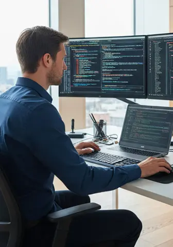 Mann an einem Computer Mann an einem Computer